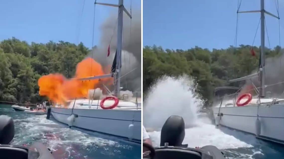 Muğla’da Tekne Yangını: Alevler Kısa Sürede Tüm Tekneyi Sardı