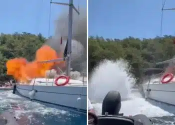 Muğla’da Tekne Yangını: Alevler Kısa Sürede Tüm Tekneyi Sardı