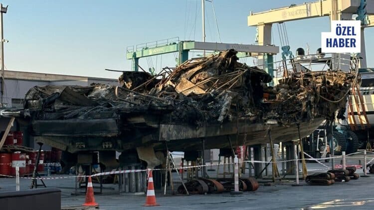 Yalıkavak Marina’da Yangının Başladığı Sigortasız Yat Sonunda Sudan Çıkarıldı