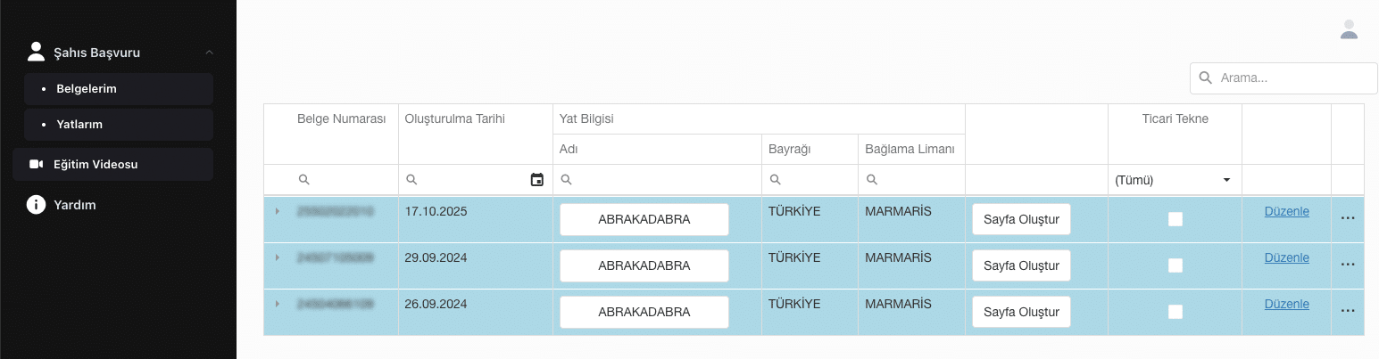 Otomatik oluşturulan belge numarası